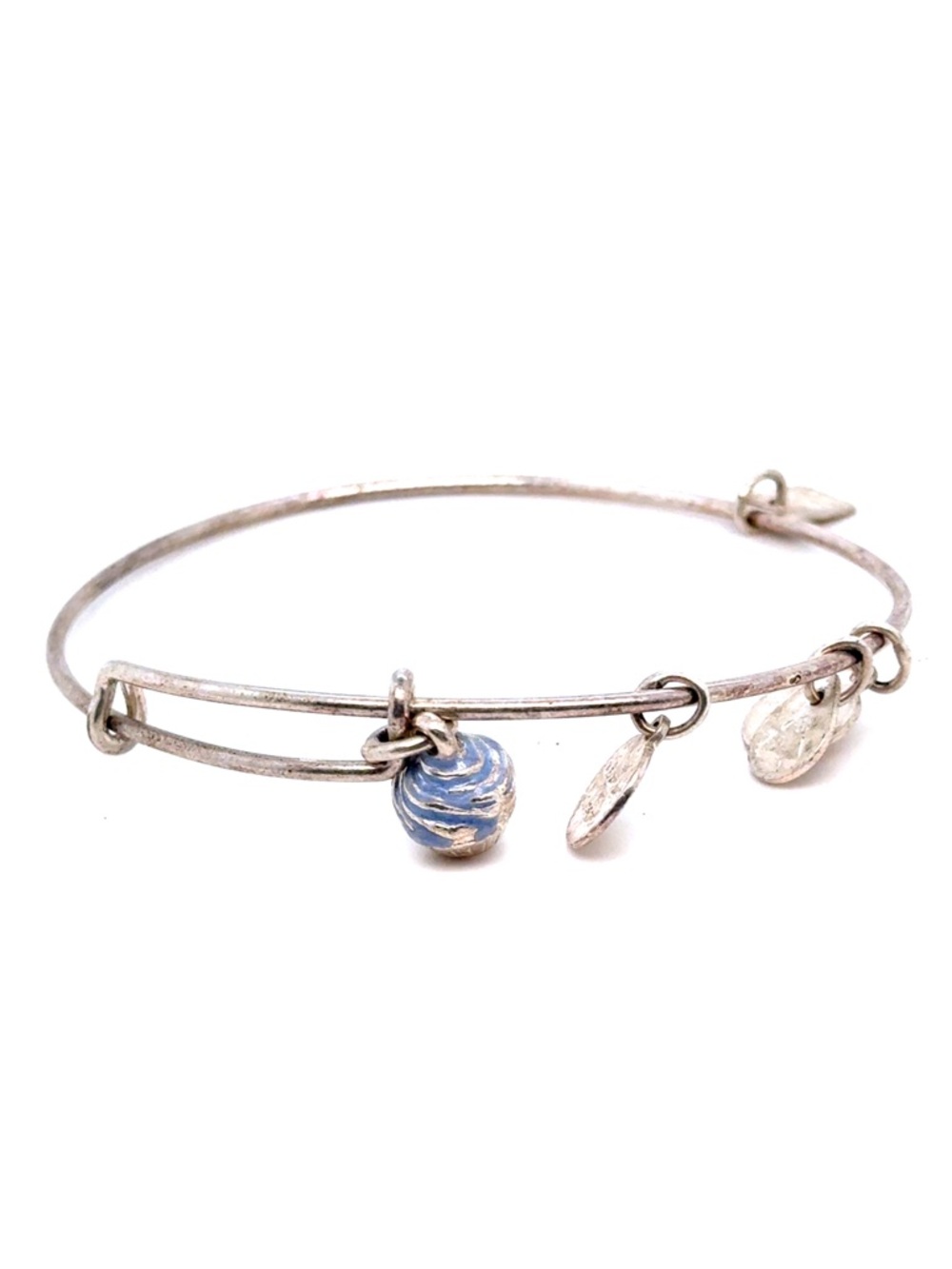 Alex and Ani Silver-Tone Bangle with Blue Swirl‎ Cupcake Charm